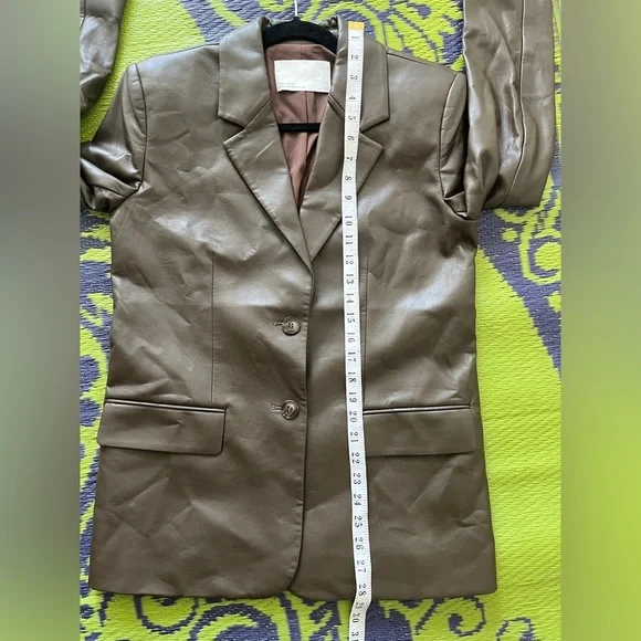 Oak and Fort Vegan Leather Blazer Dark Brown Size XS Oversized Fall Casual - Picture 11 of 11